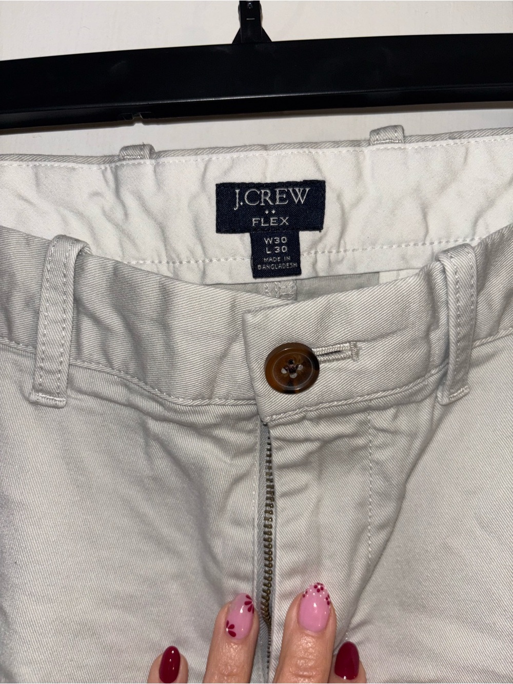J. Crew Flex High-Rise Jeans in Off-White with Brown Button